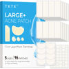 Picture of TKTK Large Pimple Patches for Face, XL Acne Patches 60 x 20 mm, Big Hydrocolloid Bandages for Body, Forehead, Chin, Neck Zit Breakouts, Hydrocolloid Patch (Strip, Contoured, Dot 5 Sizes 96 Count)