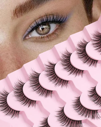Picture of Natural Lashes Mink Natural Eyelashes False Eyelashes Natural Look False Lashes Wispy Eye Lashes Cat Eyelashes Fake Lashes KD02