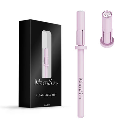 Picture of MelodySusie Small Crystal Top 3.1mm Mandrel Bit for Nails, 3/32'' Easy Off Nail Drill Bits for Sanding Bands, Suitable for Acrylic Nails Gel Manicures and Pedicures, Rose Pink