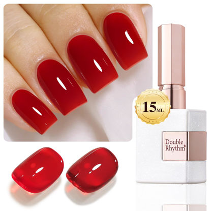 Picture of Double Rhythm 15ML Gel Polish Jelly Sheer Pastel Light Milky Color 1 PC 0.53 OZ Bottle UV Nail Polish Art Salon at Home for Women (Translucent Red-B-A1449)