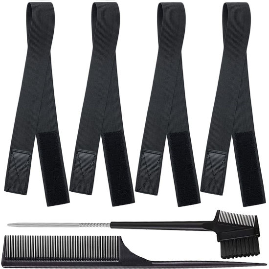 Picture of Adjustable Elastic Bands for Wigs and Lace Frontals - 4 Pcs Melt-Resistant Grip Bands, Edge Wraps to Lay Edges and Keep Wigs in Place