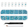 Picture of Beadsland Rhinestones for Makeup,8 Sizes 2500pcs Blue AB Flatback Rhinestones Face Gems for Nails Crafts with Tweezers and Wax Pencil,Aquamarine AB,SS4-SS30