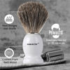 Picture of Perfecto 100% Pure Badger Shaving Brush-White Handle, Gift for Dad, Engineered for the Best Shave of Your Life. For Fathers Day Gift, Safety Razor, Double Edge Razor, Straight Razor, Shaving Razor