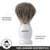 Picture of Perfecto 100% Pure Badger Shaving Brush-White Handle, Gift for Dad, Engineered for the Best Shave of Your Life. For Fathers Day Gift, Safety Razor, Double Edge Razor, Straight Razor, Shaving Razor