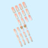 Picture of RUOKEXIN Nail Press ons Long Press on Nails Coffin Fake Fingernails Glossy Ombre Acrylic False Nails with 3D Butterfly Designs Gold Glitter Powder Artificial Nails Stick on Nails for Women 24Pcs