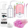 Picture of Shmian Lash Shampoo for Lash Extensions, 50ml Eyelash Foam Cleanser and 50 Pcs Eyelash Brush and Rinse Bottle Mini Fan Oil Free/Sulfate Free Eyelash Wash Remover For Eyelash Extension Makeup Removel