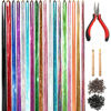 Picture of NIACONN 18 Colors Hair Tinsel Kit, 48 Inch 3900 Strands Glitter Tinsel Hair Extensions for Women, Fairy Hair Tinsel for Christmas New Year Halloween Cosplay Party