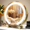 Picture of ROLOVE Gold Vanity Mirror, 12 Inch Makeup Mirror with Lights, Large Lighted Vanity Mirror, Light Up Mirror with Smart Touch 3 Colors Dimmable, Tabletop Mirror, 360° Rotation