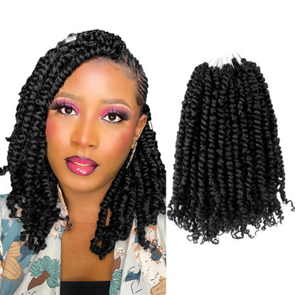 Picture of The BOHOBABE Crochet Passion Twist Hair Pretwisted 12 Inch Short Pre-looped Passion Twist Crochet Braiding Hair 8 Packs(1B)
