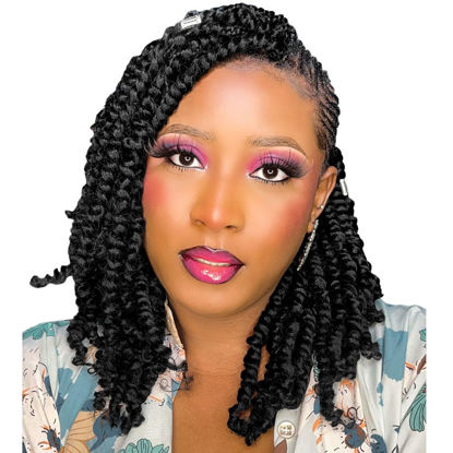 Picture of The BOHOBABE Crochet Passion Twist Hair Pretwisted 10 Inch Short Pre-looped Passion Twist Crochet Braiding Hair 8 Packs (2#)