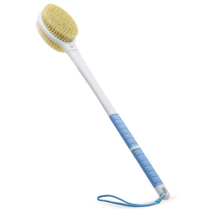 Picture of Shower Brush with Soft and Stiff Bristles,20.5" Extra Long Handle Dual-Sided Back Scrubber Bath Brush Body Exfoliator for Wet or Dry Brushing (Extra Long Handle)