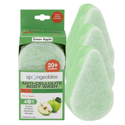 Picture of Spongeables Anti Cellulite Body Wash in a 20+ Wash Sponge, Apple, 3 Count