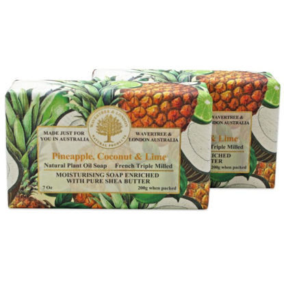Picture of Wavertree & London Pineapple, Coconut & Lime Scented Natural Soap (2 Bars), 7oz Moisturizing French Triple Milled Soap Bars enriched with shea butter - Pure Plant Oil Bath & Body Soap Bars