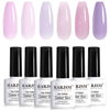 Picture of RARJSM Nude Gel Nail Polish Purple Glitter 6pcs Set 7.5ml Jelly Shimmery Sheer Violet Nail Gel Polish Iridescent Sparkly Light Purple Pink Translucent Natural Skin Tone Color Soak off UV LED Cured