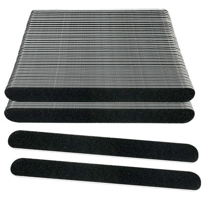 Picture of Emery Board Nail Files (100 Pack), 100/180 Grit Wooden Nail File for Natural Nails, 7 Inches Emory Filers Manicure Tool Set Disposable Nail File for Home Salon Black