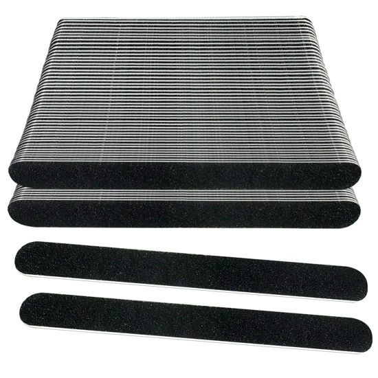 Picture of Emery Board Nail Files (100 Pack), 100/180 Grit Wooden Nail File for Natural Nails, 7 Inches Emory Filers Manicure Tool Set Disposable Nail File for Home Salon Black