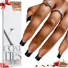Picture of BTArtboxnails XCOATTIPS French Tip Nails - Long Press on Nails, Square Nail Tips Black, French Tip Press on Nails, Soft Gel False Nail Tips, Soak Off Acrylic Fake Nails Valentines Day Gift