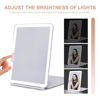 Picture of LED Foldable Tabletop Makeup Mirror for Travel, Cosmetic, Office - 7x9 inches,Portable, 3 Colors Light Modes USB Rechargeable Touch Screen, (White)