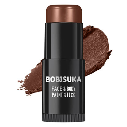 Picture of BOBISUKA Brown Face and Body Paint Stick, Chocolate Brown Eye Black Stick for Sports, Waterproof Oil-based Painting Kit for Halloween SFX Camo Cosplay Special Effects Costume Parties Makeup
