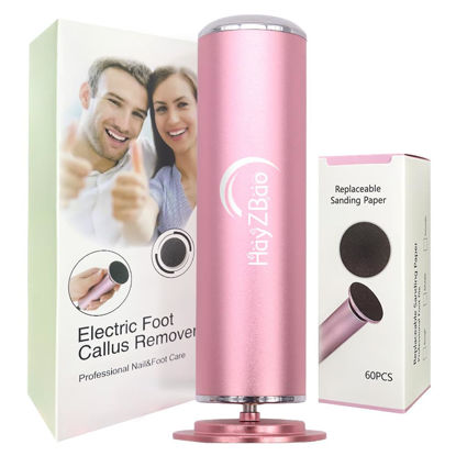 Picture of HayZBao Electric Foot File - Callus Remover for Feet,Professional Pedicure Tool for Dead Skin and Calluses,Adjustable Speed Foot File with 60 Pcs Sandpaper Discs - Pink