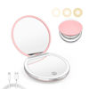 Picture of Kakuje Compact Mirror with Light, 1X/3X Magnification LED Pocket Mirror with USB Data Cable,Mini Mirror for Purse, Pocket,Travel and Present (Pink)