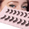 Picture of Cat Eye Lashes False Eyelashes Natural Look, Yasnai Wispy Fake Lashes Volume Lashes, Strips Lashes Natural Eyelashes Clear Band 6 Pairs Pack