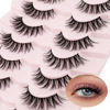 Picture of Cat Eye Lashes False Eyelashes Natural Look, Yasnai Wispy Fake Lashes Volume Lashes, Strips Lashes Natural Eyelashes Clear Band 6 Pairs Pack
