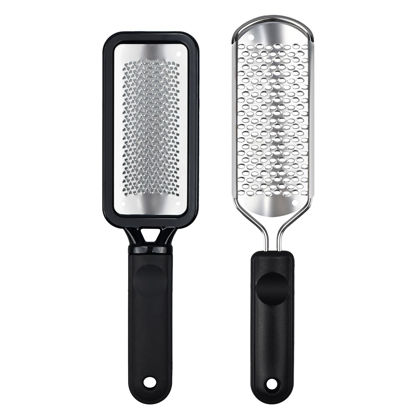 Picture of Foot File Foot Scrubber Pedicure, 2 Pcs Stainless Steel Callus Remover for Feet, Professional Foot Grater Rasp Scraper Corns Callous Removers Tool to Hard Skin Corns for Dry and Wet Fee