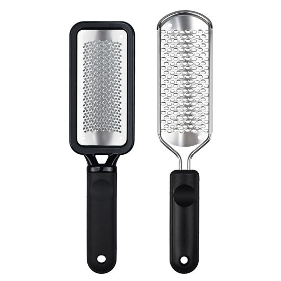 Picture of Foot File Foot Scrubber Pedicure, 2 Pcs Stainless Steel Callus Remover for Feet, Professional Foot Grater Rasp Scraper Corns Callous Removers Tool to Hard Skin Corns for Dry and Wet Fee