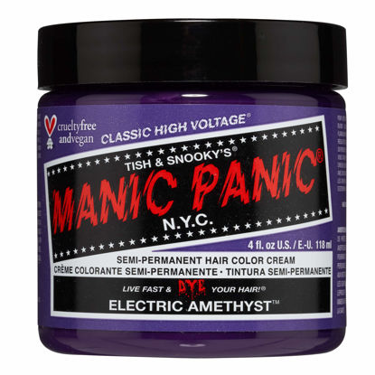 Picture of MANIC PANIC Electric Amethyst Purple Hair Dye - Classic High Voltage - Semi Permanent Bright Purple Hair Color With Violet And Blue Undertones - Vegan, PPD & Ammonia Free (4oz)