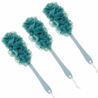 Picture of Arswin Back Scrubber for Shower,Loofah Long Handle Bath Body Brush,Soft Nylon Mesh Sponge for Shower,Loofah On a Stick for Men Women,Exfoliating Scrub Cleaning Luffa for Elderly(3-Pack,Blue)