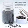 Picture of NIACONN 1000pcs Microlink Beads 4mm Silicone Lined Hair Tinsel Beads Micro Link Rings for Hair Extension - Black