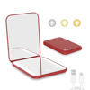 Picture of Kintion Rechargeable Pocket Mirror, Double Sided 1X/3X Magnification Compact Vanity Mirror, 3 Color Lights, Dimmable, Small Portable Wallet Mirror, Lighted Travel Mirror for Women Gifts, Wine Red