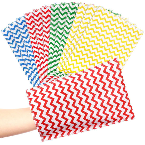 Picture of Tatuo 12 Pieces Korean Exfoliating Mitt Exfoliating Glove Italy Towel Body Skin Scrubber Exfoliating Scrubber for Remove Dead Skin Exfoliating Washcloth Korean(Small,Green, Red, Yellow, Blue)