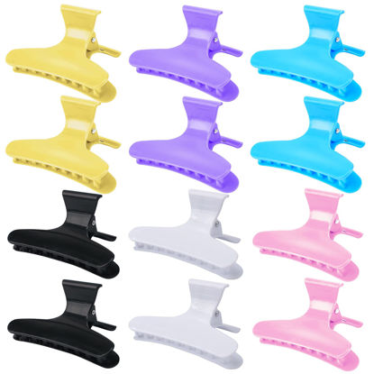 Picture of Ondder 12 Pack Butterfly Hair Clamps Clips Hair Claw Clips Salon Pro Section Clip for Styling, Sectioning, Cutting, Coloring Large Hair Clips Hairdressing Salon Tool Hair Accessories for Women Girls
