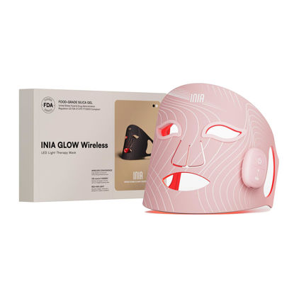 Picture of INIA Red Light Therapy Mask for Face, Glow Wireless LED Face Mask Light Therapy with Near-Infrared Red Light (NIR), Rechargeable and Ergonomic Design for Home & Travel(Pink)