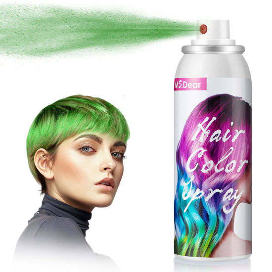 Picture of Temporary Green Hair Spray for Parties and Events - One-Time Use Wash-Off Hair Dye for Crazy Hair Day 100ML