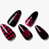Picture of GLAMERMAID Winter Red Press on Nails Medium Almond, ThanksGiving Dark Glossy Jelly Soft Gel Glue on Nails Stiletto, Emo Fake Nails Short Oval, Reusable Acrylic Stick on False Nails Kit for Women