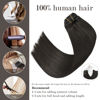 Picture of Honsoo Dark Brown Hair Extensions 70g 7pcs 20Inch Clip in Hair Extensions Natural Soft Silky Straight Real Human Hair Extensions For Women