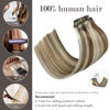 Picture of Honsoo Clip In Remy Hair Extensions Light Brown to Blonde Highlights Balayage Hair 70g 12inch Real Hair Extensions Natural Soft Straight Hair Extensions Double Weft Blonde Hair