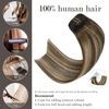 Picture of Honsoo Hair Extensions Clip in Human Hair Extensions Chocolate Brown To Blonde Highlights Hair Extensions Clip In Remy Human Hair 70g 7pcs 18Inch Silky Straight Balayage Human Hair
