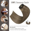 Picture of Honsoo Hair Extsnsions Clip in Human Hair, 70g 7pcs 20Inch Ash Brown Real Human Hair Extensions Clip on Hair Extension Straight Double Weft Hair Extensions Clip on for Women Silky Hair Extensions