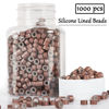 Picture of NIACONN 1000Pcs MicroLink Beads for Hair Extensions, 5mm Silicone Lined Beads Microlink Rings Hair Extensions Tool-Brown