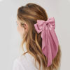 Picture of Large Hair Bows for Women Little Pink Silky Satin Hair Bow Hair Clips Long Tail French Hair Ribbon Coquette Bows Hair Accessories for Girls