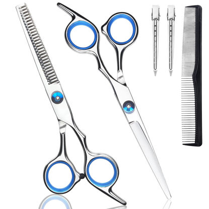 Picture of YUQGAOP Hair Cutting Scissors Set, Professional Stainless Cutting Hair Scissors, Barber Hair Cutting Scissors Thinning Shears Sharp Blades Hairdresser Haircut for Women/Men/Kids