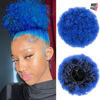 Picture of rosmile Afro Puff Drawstring Ponytail Extension for Black Women, Premium Blue 80 Gram Short Synthetic Afro Puff Ponytail for Natural Hair, Clip on Kinky Drawstring Curly Ponytail Bun