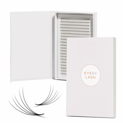 Picture of Eyesy Lash Promade Fans 600 Easy Fans | 5D 0.07 Curl CC Mixed Lengths 8-16mm | XL Tray 20 Lines Ultra Speed Eyelash Extension Premade Lashes Volume Lash Extensions Pestanas Pelo A Pelo