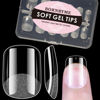 Picture of BORNBYME Short Square Soft Gel Nail Tips,120PCS Pre Buff Full Cover Shaped Nail Extenison Tips Half Matte Gel X Nail Tips Acrylic False Nail Tips