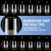 Picture of BORNBYME Short Square Soft Gel Nail Tips,120PCS Pre Buff Full Cover Shaped Nail Extenison Tips Half Matte Gel X Nail Tips Acrylic False Nail Tips