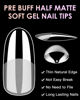 Picture of Medium Round Nail Tips,120PCS Pre Almond Round Buff Full Cover Shaped Nail Extenison Tips Half Matte Gel X Nail Tips Acrylic False Nail Tips